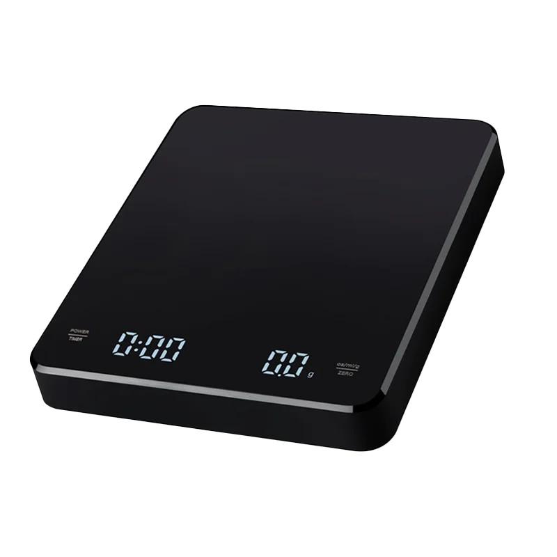 Rechargeable 3kg Coffee Scale Fast Charge Timer 01g Precision Smart Kitchen Electronic Scale Home Brewing Accessory чёрный