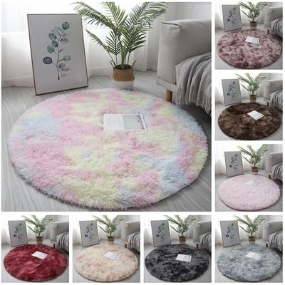 Luxury Round Soft Faux Sheepskin Fur Area Rugs Washable Wool Bedside Carpet
