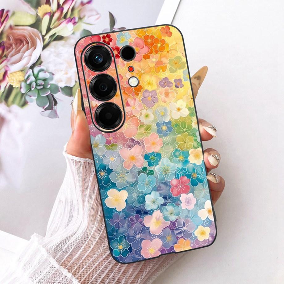 Flower Cartoon Fashion Design Phone Case For Tecno Camon 50 4G CN5 Camon50 Funda Soft Lisquid Silicone Shockproof Back Cover