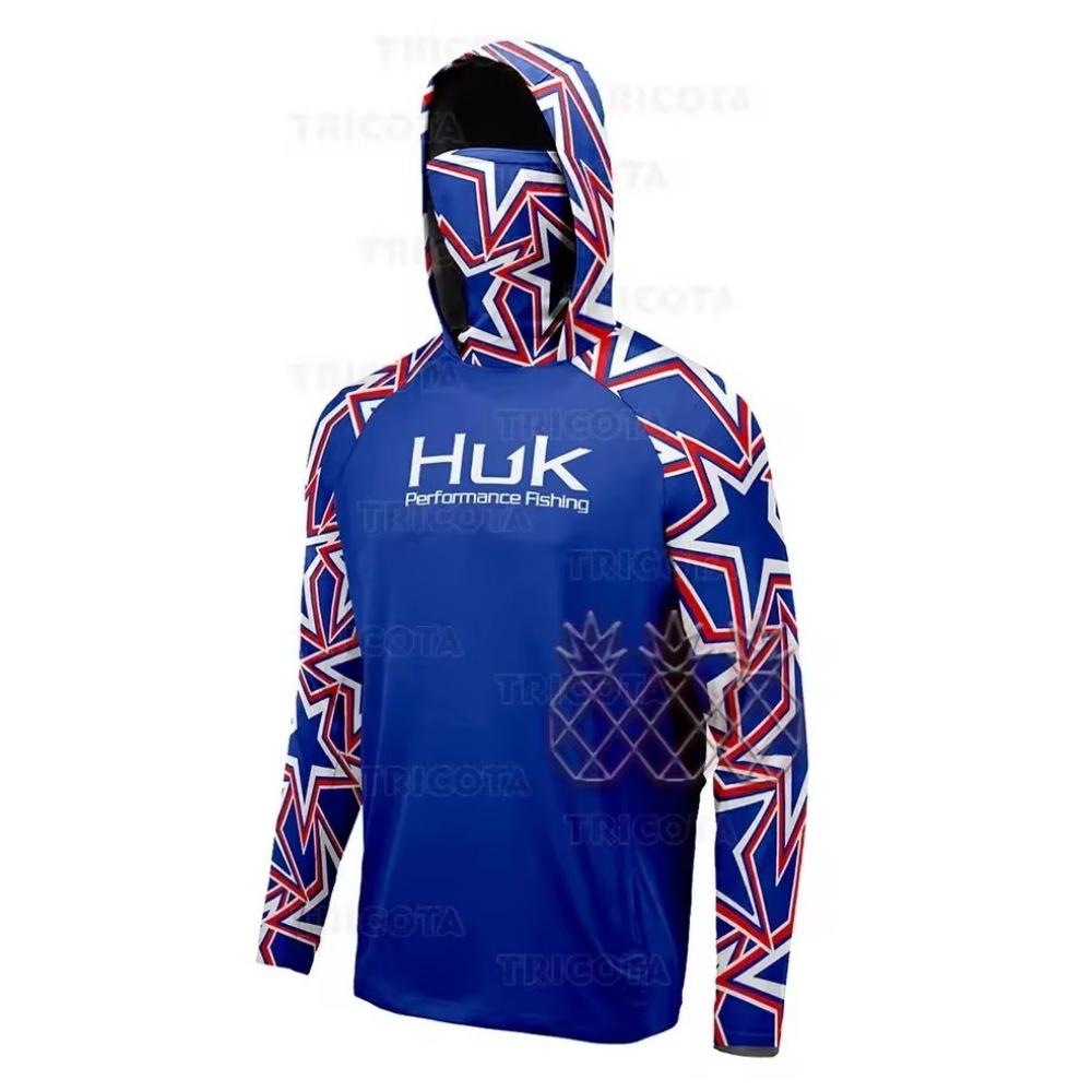HUK Fishing Hoodie Mask Fishing Clothing Outdoor Men s Long Sleeve Breathable UV Protection UPF 50 + XXS