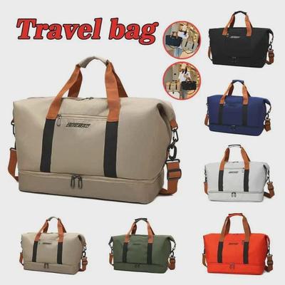 Large Capacity Travel Bag with Dry/Wet Separation & Shoe Compartment - Oxford Canvas, Portable Fitness Bag