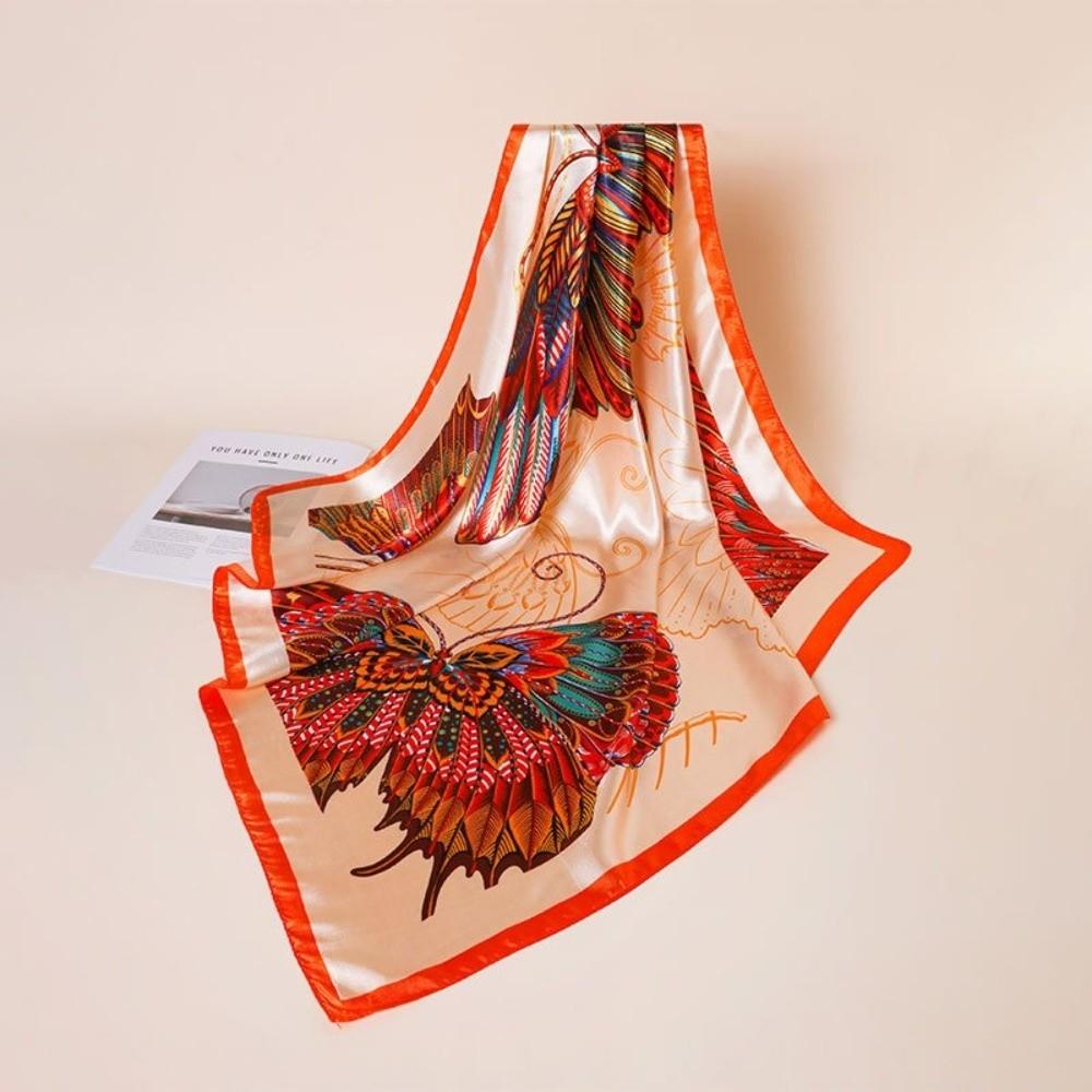 Silk Fabric Muslim Turban Printed Design Square Scarf New Stretch Bandana  Four Seasons Use