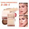 3 w 1 rozświetlacz do twarzy i paleta do konturowania różem Pearl Polarising Stereo Matte Finishing Powder Natural Waterproof Eye Shadow Makeup Palette