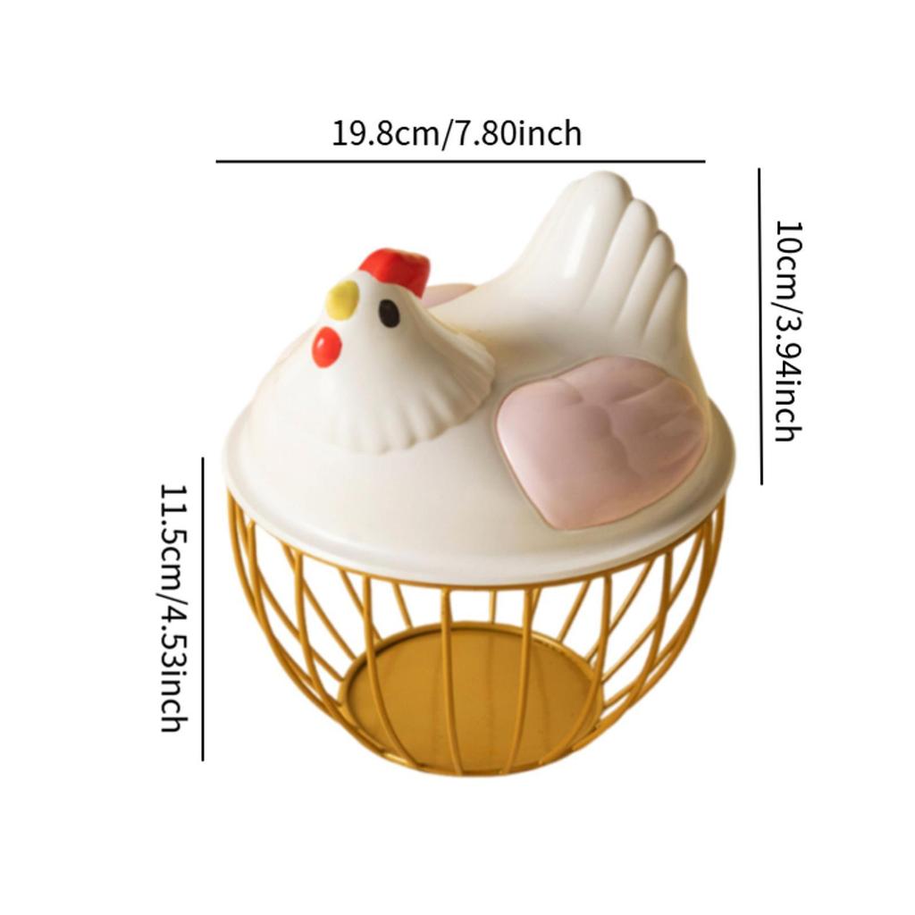 Egg Storage Basket Chicken Egg Basket with Chicken Shaped Lid Eggs Holder for Pantry