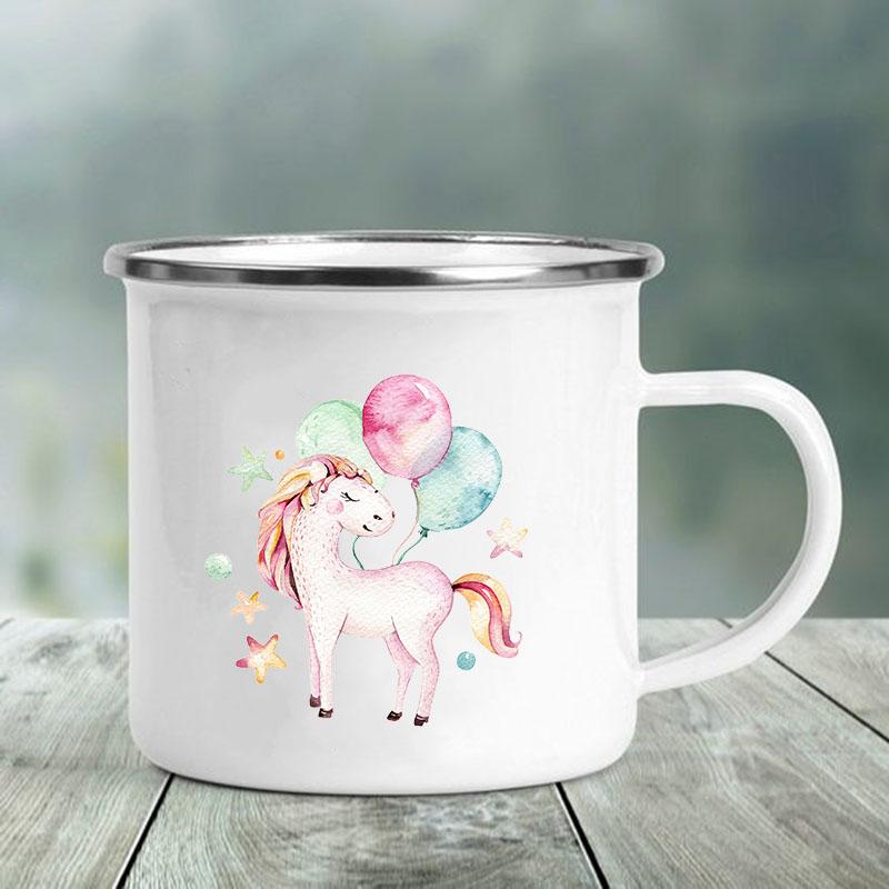 Cute Animal Letter Print Mugs Creative Glass Coffee Tea Cup Personalized Gifts Enamel Mug Kawaii Drinkware Cofee Cups Friends