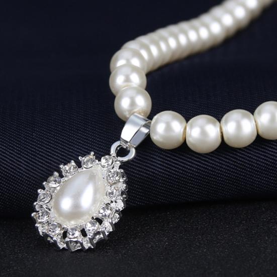 Royal Style Princess Imitation Pearl Teardrop Pendant Elegant Necklace Earrings
