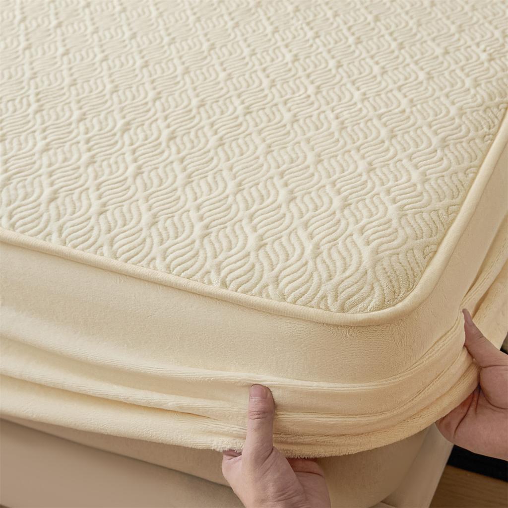 Class A Milk Velvet Quilted Bed Sheet Single Piece Thickened Anti-slip Bed Cover Mattress Protective Cover Bedding Set