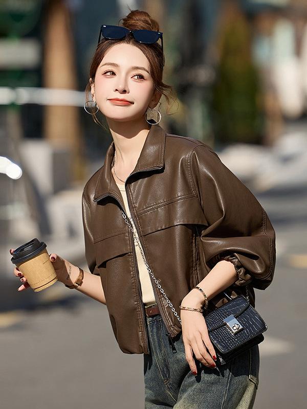 Women's Genuine Lambskin Motorcycle Leather Jacket - Short Coat, Spring/Autumn 2025 Edition