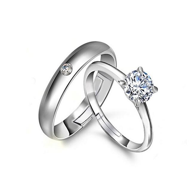 

Классические парные кольца для мужчин и женщин с камнем CZ, модные свадебные кольца для влюбленных, ювелирные изделия, романтический подарок на День святого Валентина, аксессуар для кольца One size