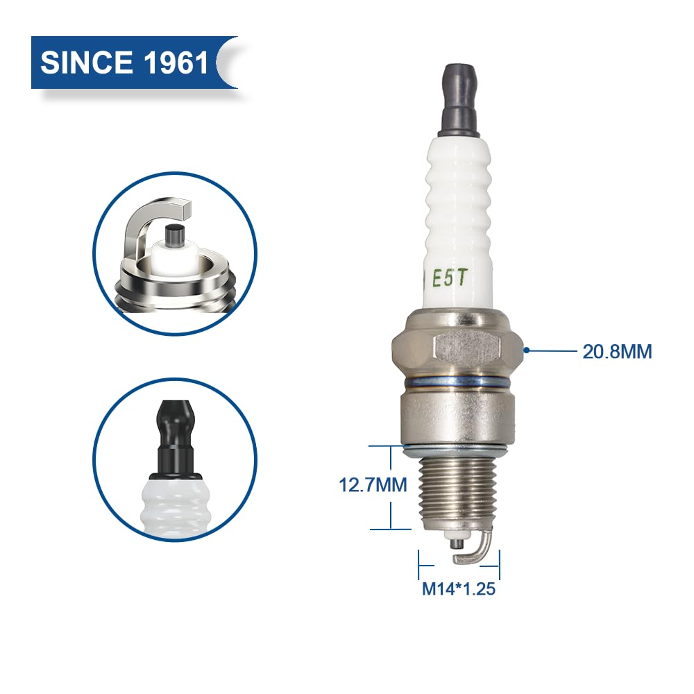 TORCH E5T 1 Spark Plug Replaces NGK 6222/BPR5HS 4111/BP5HS 7823/BPR4HS 3611/BP4HS 3311/BP4H Spark Plug,