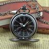 Large Black Decorative Romagna Double Display Pocket Watch Retro Necklace Men'S Alloy Pocket Watch