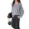 2026 Autumn Korean Style Elegant Beaded Lapel One-Shoulder Knit Sweater