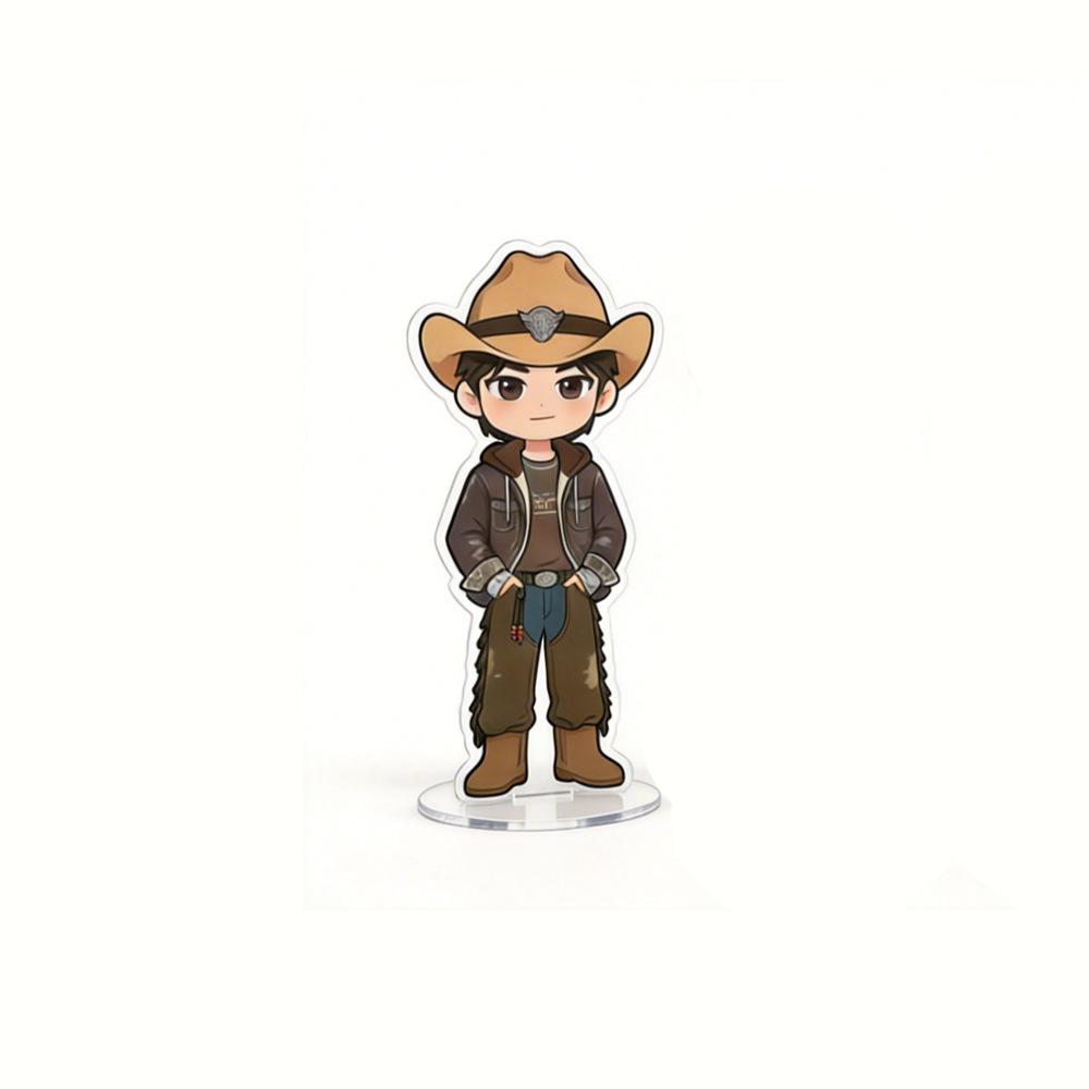 1pc Kpop ENHYPEN Member 6cm Acrylic Stand Cute Kawaii Western Cowboy Hat Chibi Figure Desktop Decoration Sign, ENGENE Merch Fans Collection Gift