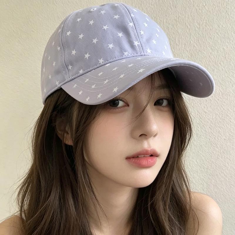Korean-Style Cute Star Print Sweet Baseball Cap Versatile Spring Summer Outfit Accessory Face Slimming Effect