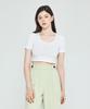 DEPASION Silket Crop Short Sleeve T-Shirt (White)