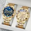 Stainless Steel Band Men's Business Watches Gold Wristwatch Creative Men Quartz Watches  Male Gift