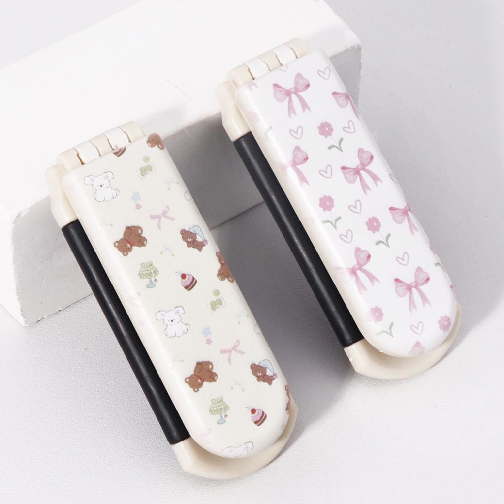 2pcs Printed Comb Set - Featuring Bow or Bear Patterns, Including Airbag Comb and Folding comb,Special for Real Hair Wigs