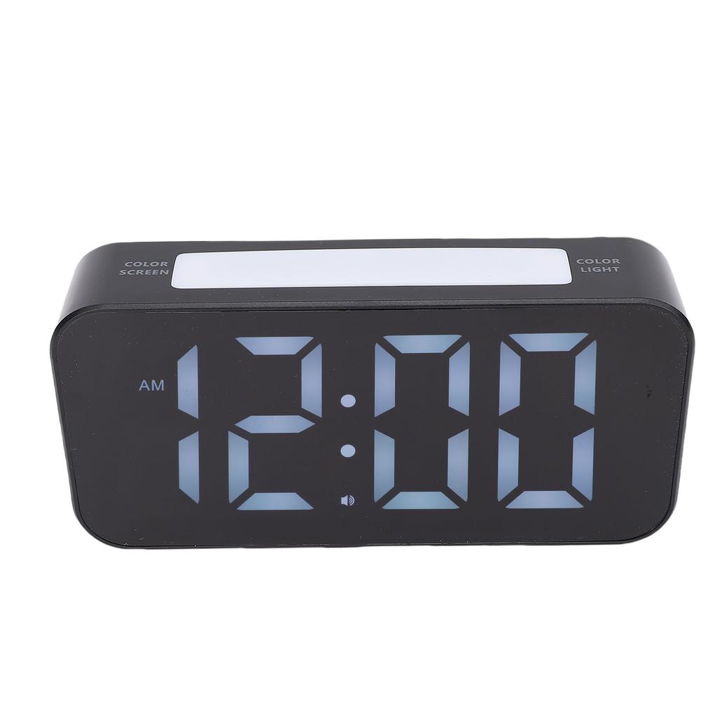RGB Vibrating Alarm Clock for Heavy Sleepers Hearing Impaired 7.4 Inch LED Screen USB Charging Port Snooze Big Numbers