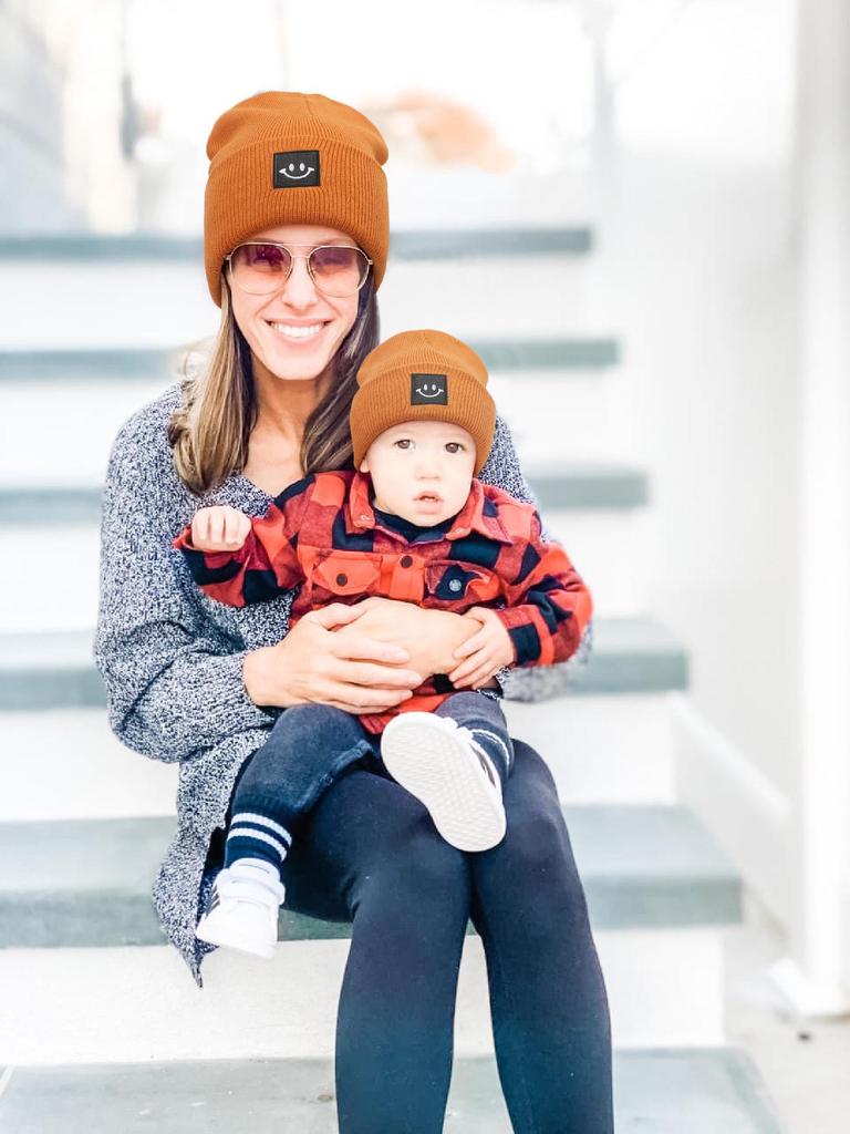 Smiley Logo Women's and Children's Knitted Wool Hat - Warm, Outdoor, Winter Leisure Beanie.