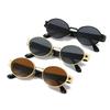 Luxury Brand Metal Sunglasses Unisex Designer Fashion Oval Black UV400 Shades For Men Women