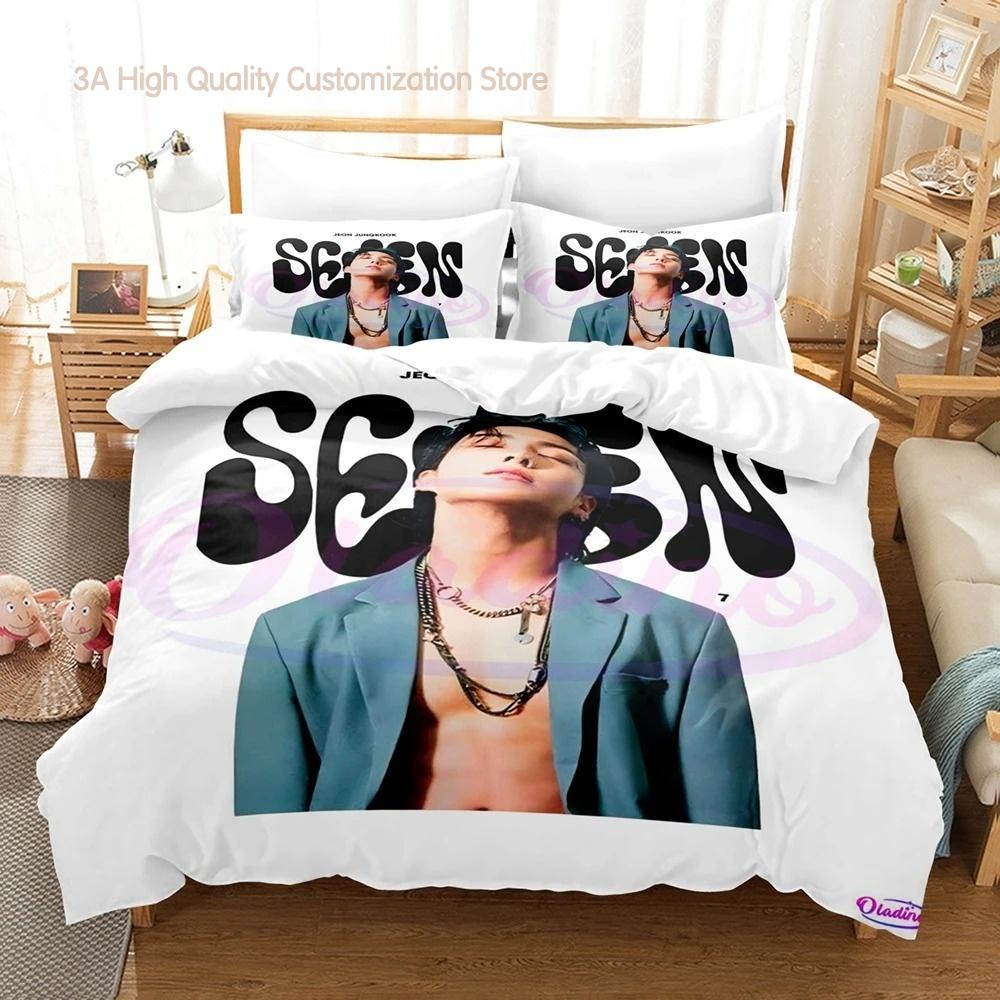 Jeon Jung Kook Album Bedding Set Single Twin Full Queen King Size Bed Set Aldult Boys Bedroom Duvetcover Sets Bed Sheet Set 2-2