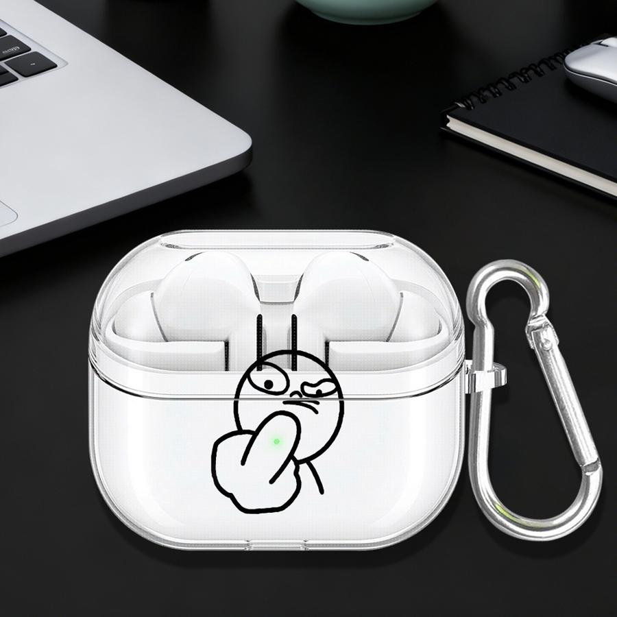 Case For Samsung Galaxy Buds 2Pro 3 FE Live 3Pro 4Pro 4 Pro 2 Clear Earphone Cases Cover With Hook Cartoon Cool Stickman