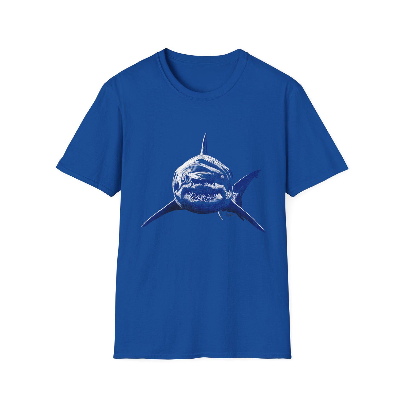 Great White Shark T-Shirt, Jason Spyda Adams Art, Softstyle Tee S