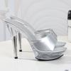Patent Leather 13cm15cm Special High Heels Thin Heels Sexy Waterproof Table  High Super High Slippers Women's Summer