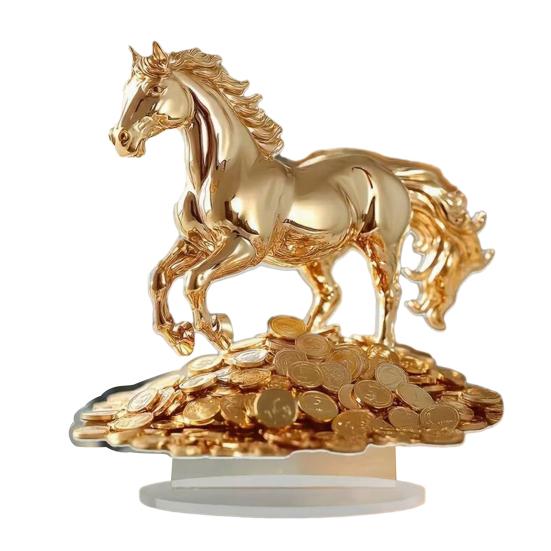 Acrylic Horse Sign Tabletop Decoration 2D Flat Desktop Ornament for Home Office Living Room Shelf Fireplace