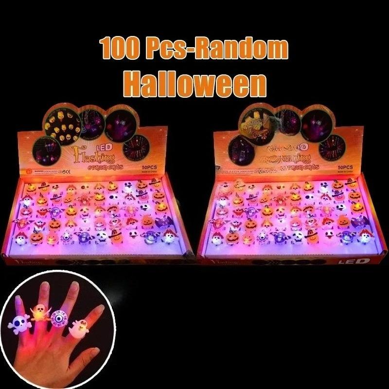 Halloween Light Up Rings Halloween Party Favors Light Up Toys Luminous Flash Finger LED Ringfor Kids Adults Photography Props