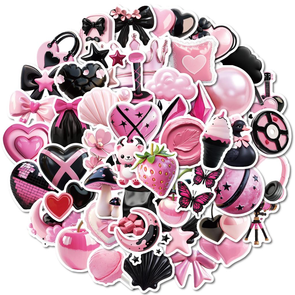 50 Creative Three-Dimensional Black Powder Style Cool Graffiti Stickers Children Reward Decorative Stickers