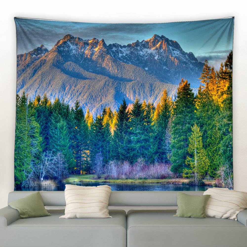 Home Decoration Wall Tapestry White Cloud Room Decoration Curtain Fashion Blue Sky Mountain Lake Art Digital Printing
