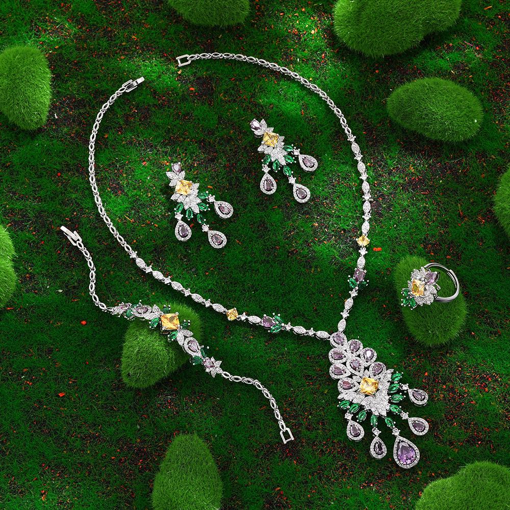 

New 4-piece Cubic Zirconia Wedding Jewelry Set Geometry Dubai Africa Luxury Bride Wedding Jewelry Set resizable&45cm белый
