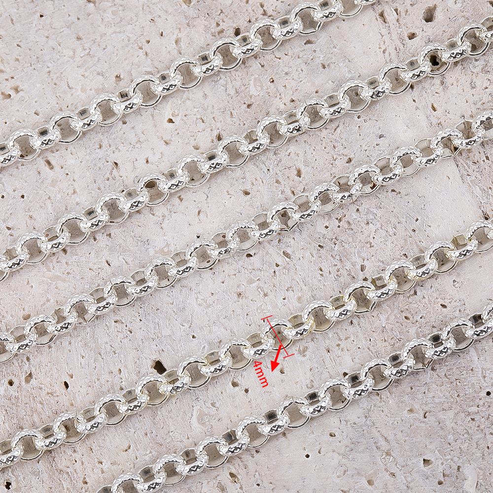 1Meter Silver Color Embossed O Shape Necklace Chain Copper Bracelet Cable Link Bulk Open Ring Chains DIY Jewelry Making Supplies