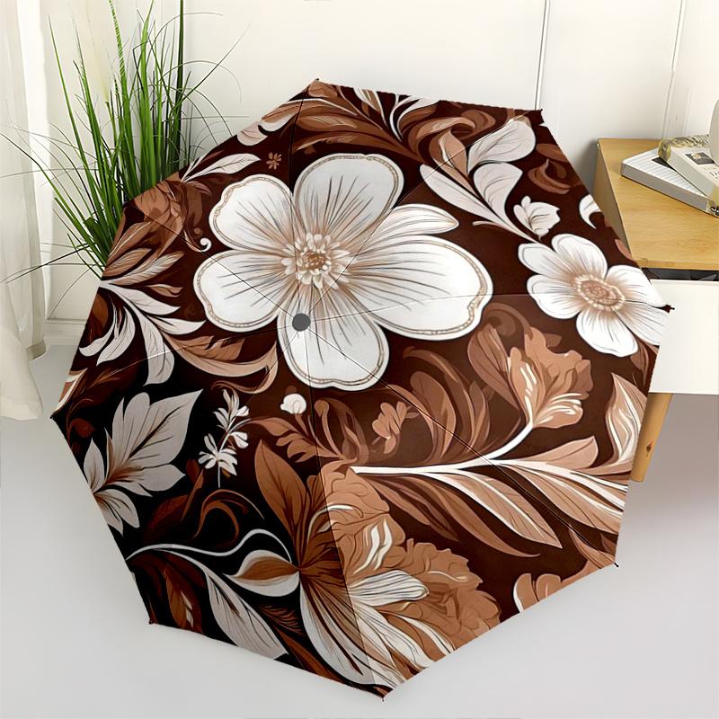 

1pc Charming Floral Pattern Fully Automatic Folding Portable Practical Umbrella, 8 Iron Frames, Three-Fold Design, Suitable for All Seasons, Suitable