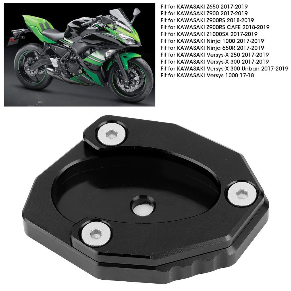 Qiilu Side Stand Motorcycle Kickstand Plate Side Stand Extension Pad for Kawasaki Z650 /