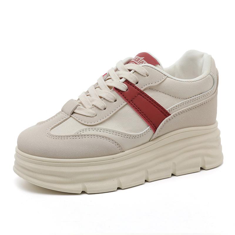 New White Shoes In Summer and Autumn, Thick-soled Color-blocking Student Wear-resistant and Versatile Breathable Board Shoes