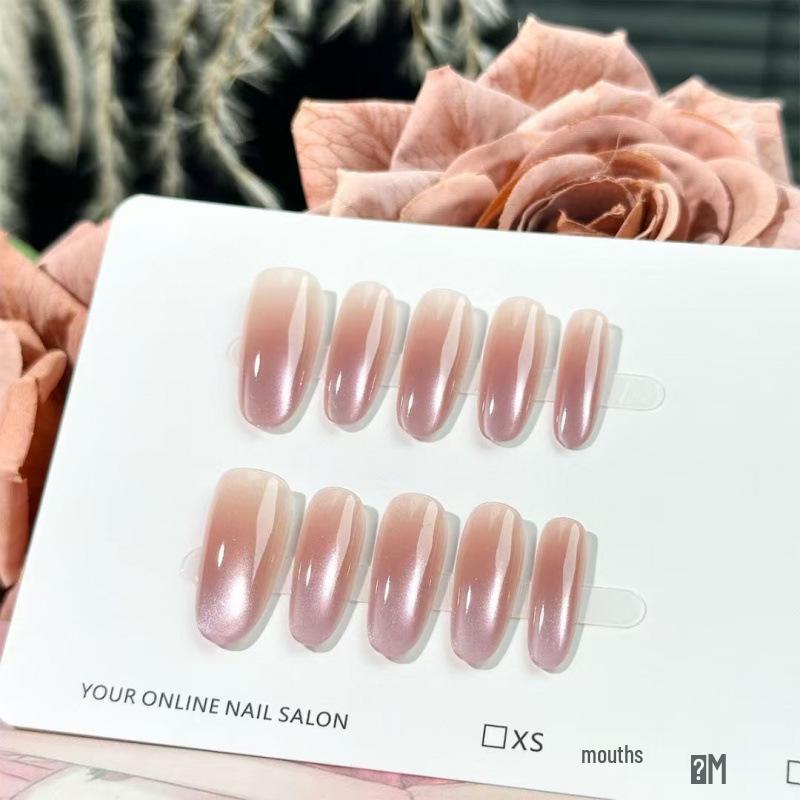 Crystal Cat Eye Gentle Summer-Style Handmade Nails - High Quality, Whitening Versatile False Nails