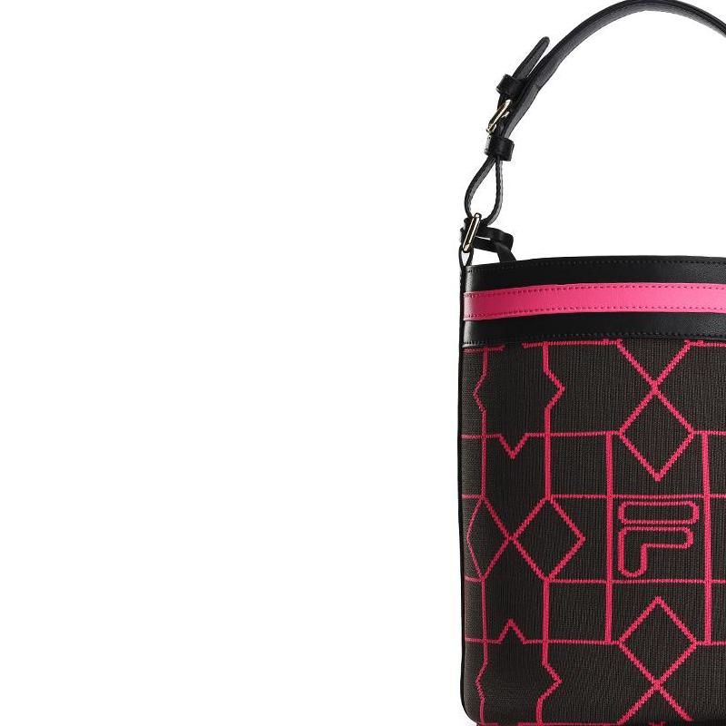 FILA Emerald Fashion Versatile Geometric Pattern Jacquard Fabric Combined With Cow Split Leather Shoulder Tote Bag Women bags F13W234161FDY