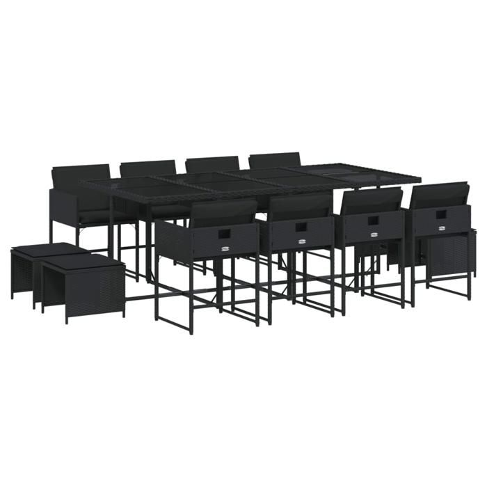 VidaXL Ensemble à manger de jardin 13 pcs coussins noir résine tressée 3278106