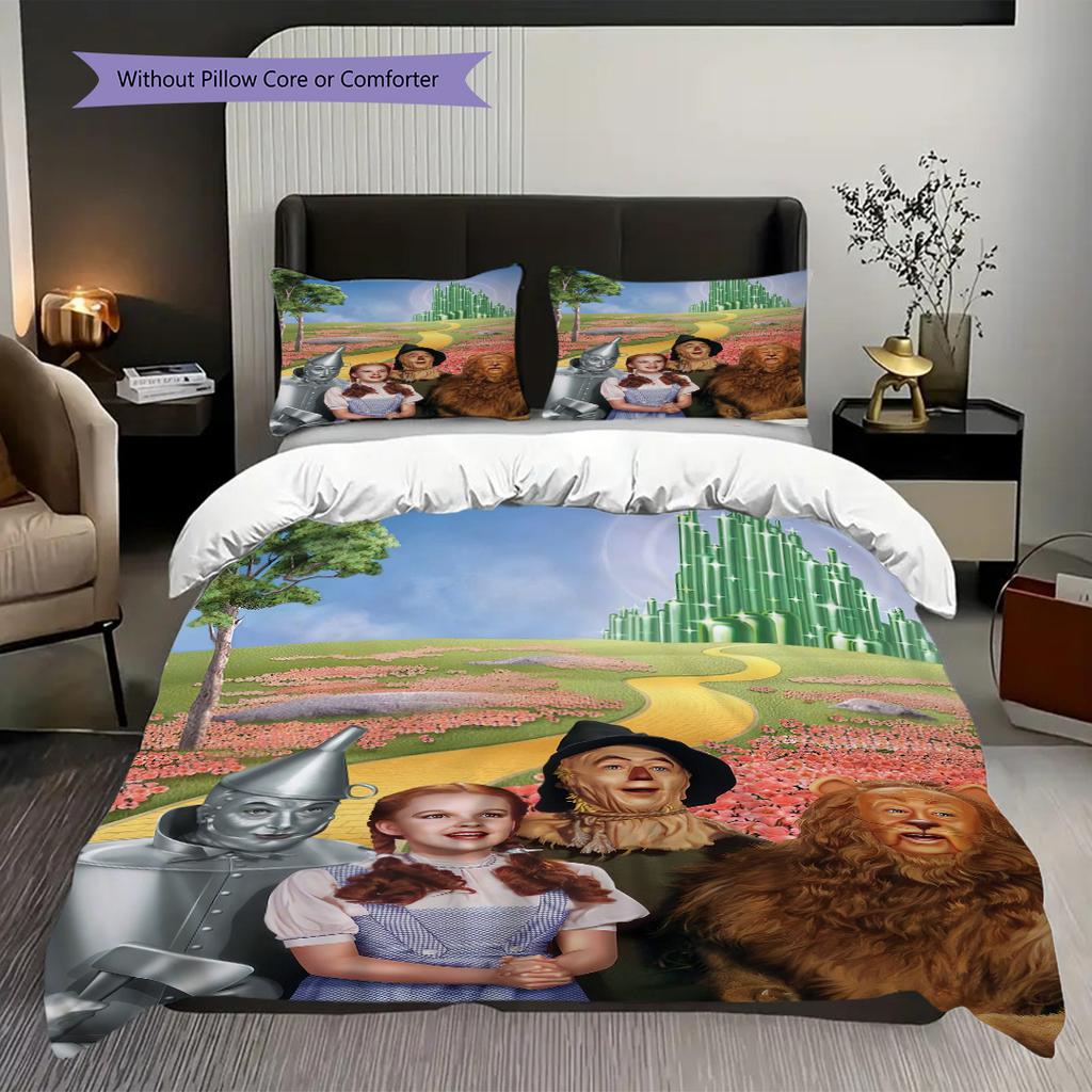 1PC The Wizard of Oz Pattern Bedding Quilt Set Quilt Cover Pillowcase Home Decoration Birthday Gift (1 * Duvet Cover + 2 * Pillowcase, Without Core)