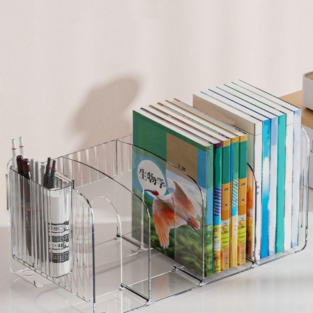 Simple Divided Book Stand Thickened Clear Bookshelf Multi-function Acrylic Book Stand  for Home