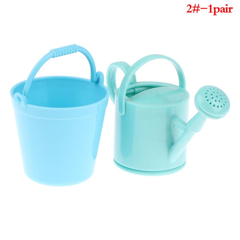 1Set Dollhouse Miniature Bucket Watering Can Model Plant Watering Tool Garden Decor Toy