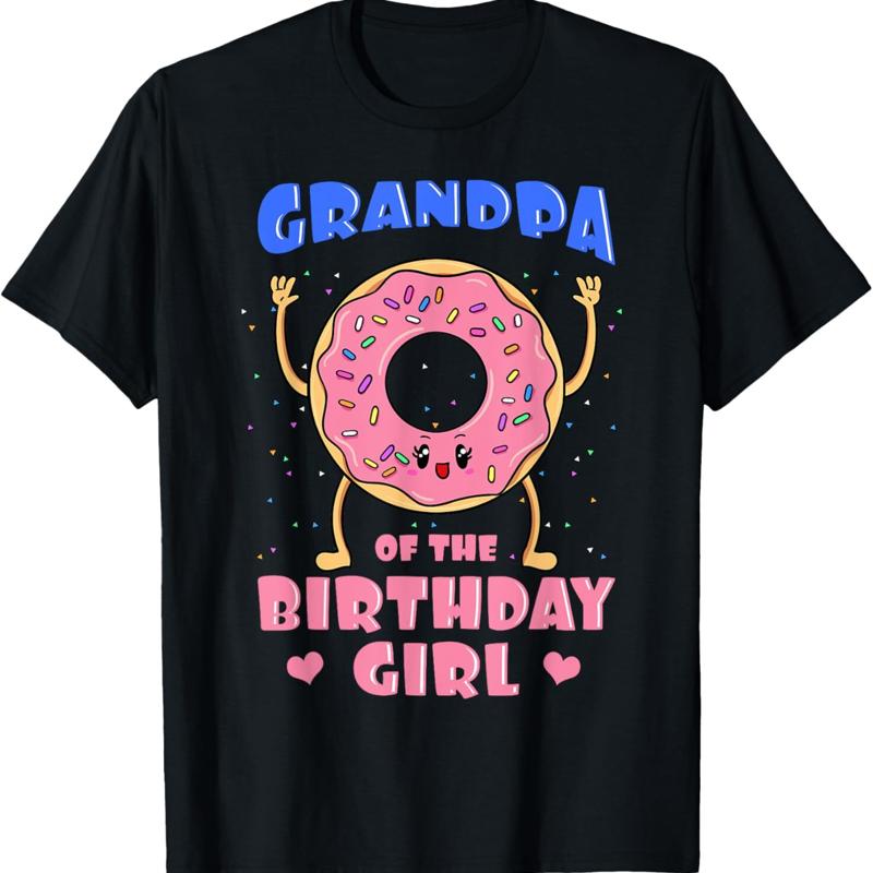 Grandpa Of The Birthday Girl Donut Bday Party Grandfather T Shirt - Men s Summer Cotton Graphic Tee S разноцветный