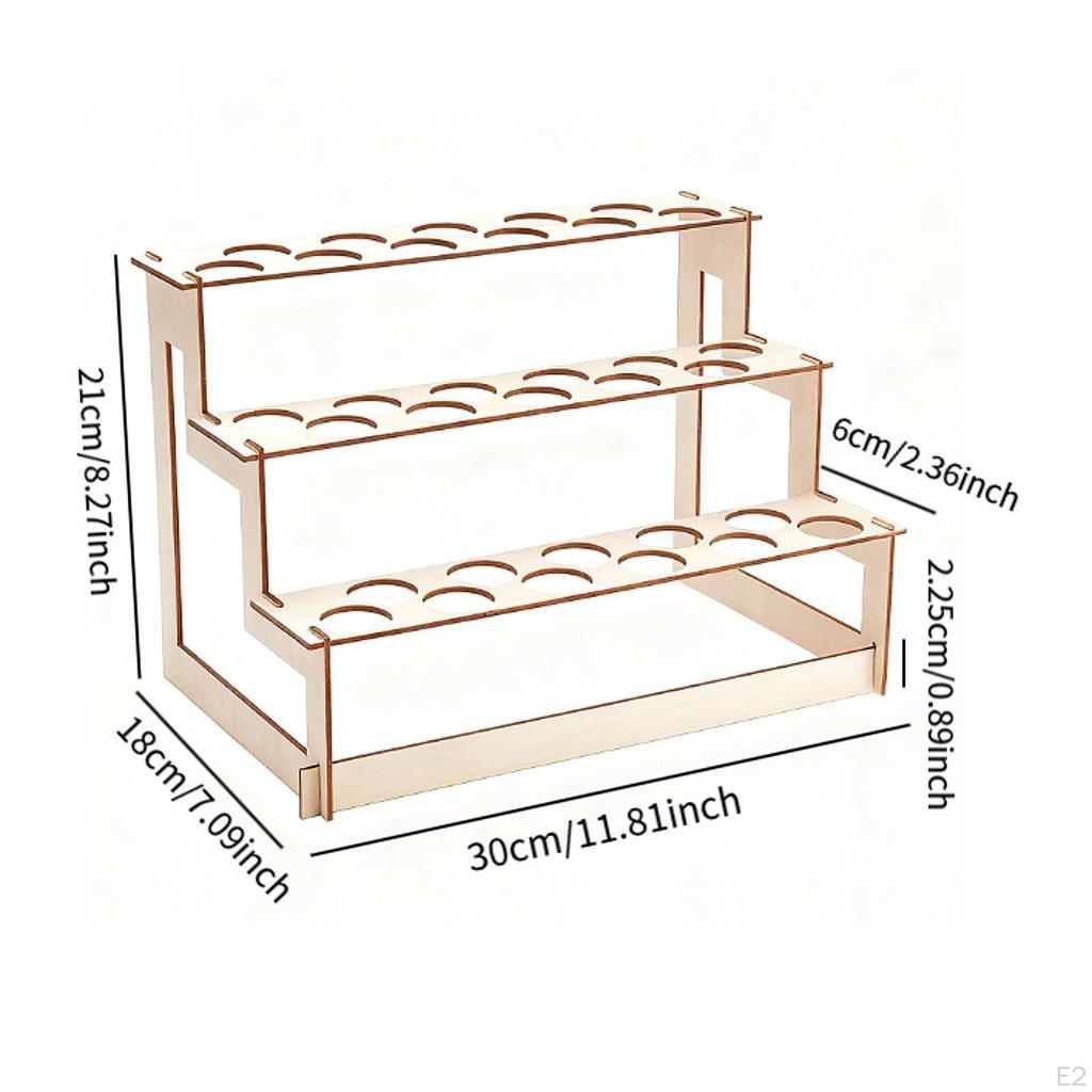 Wooden Ice Cream Cone Holder Popsicle Shelf 33 Holes Decorative Sturdy 3 Layered Display Stand
