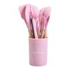 Wooden Handle Silicone Kitchen Utensils 12-Piece Set Nonstick Cooking Spatula Spoon Heat-Resistant Silicone Kitchen Tools Set