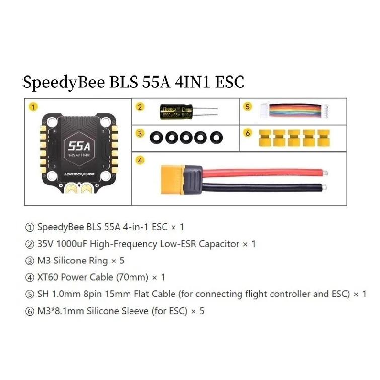 

For Speedybee F405 V4 Stack BLS 55A 4-in-1 ESC&FC RC iNAV Betaflight Configure Bluetooth 3-6S FPV 5-8 inch frame Drone parts Only 55A ESC