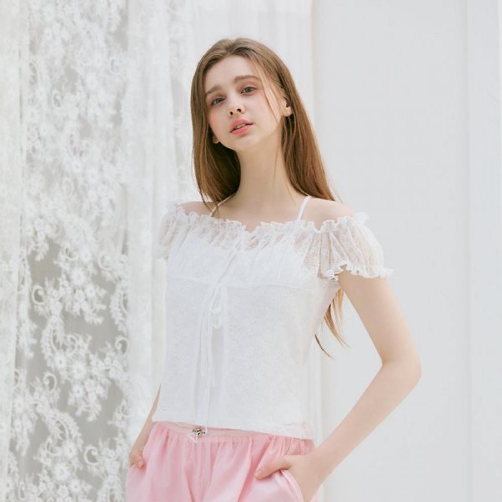 Egoist Lace See Through Frill Short Sleeve Top Es2oth19