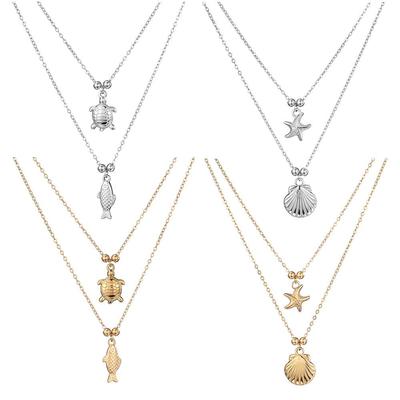 Серія «Океан» Антиоксидантний двошаровий титановий сталевий браслет з підвісками-морськими черепахами, рибами та морськими зірками для жінок.