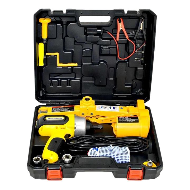 Electric Car Jack Kit, 3T 12V, Portable Electric Scissor Car Lift Kit, Impact Wrench, Tire Changing Kit